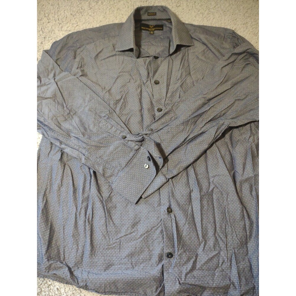 Versace 1969 Modern Fit Dark Gray Shirt Xl 17 1/2 Long Sleeve Button Up